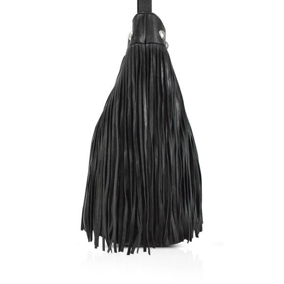 CELINE by Hedi Slimane RARE Fringe Black Bucket Bag in Studded Lambskin Leather! - Picture 4 of 13